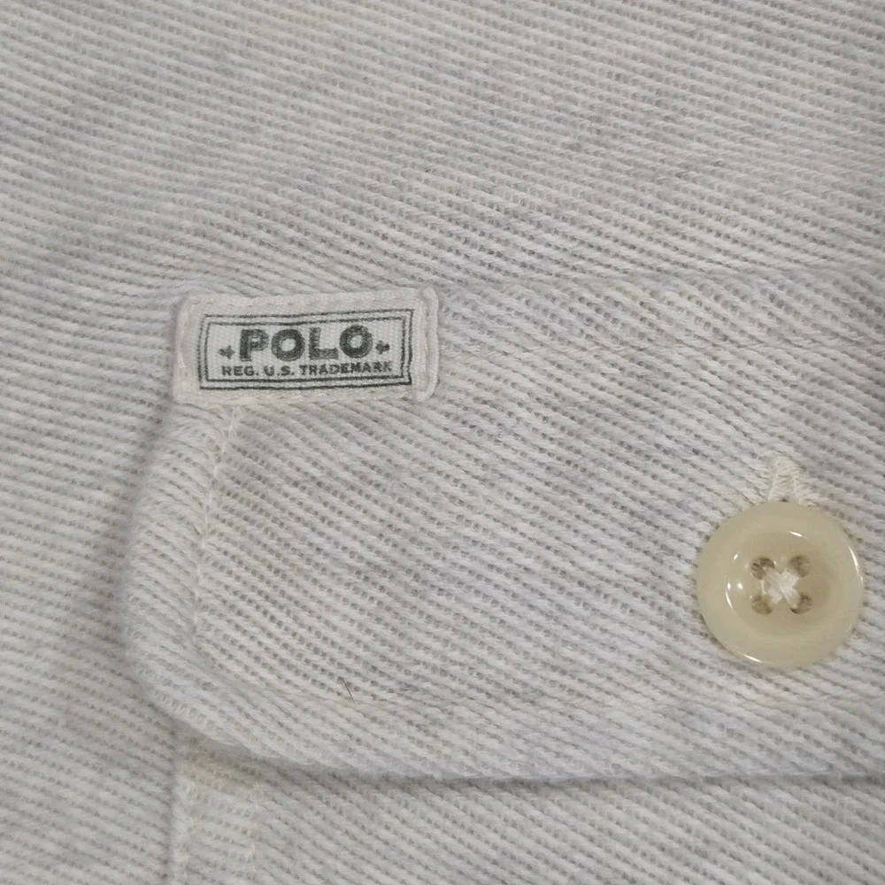 Vintage Polo Ralph Lauren Mens 1/4 Bottom Cargo Pocket Long Sleeve Heavy XXL Vtg